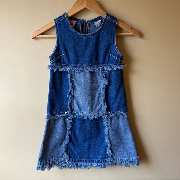 princess collection Other - Vintage 90’s Princess Collection Denim Fringe Patchwork Dress Girls Size S 7/8